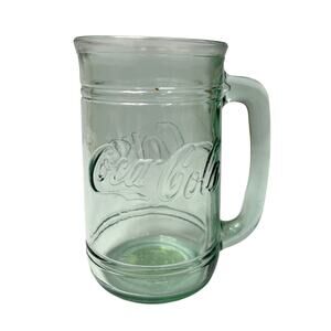 Vintage Coca Cola Green Mugs with Handles Indiana Glass 16oz Coke Beer Mug #6337